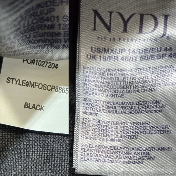 NYDJ Chloe Capri Black Jeans Raw Hem Lift Tuck Tummy Control - Picture 9 of 10